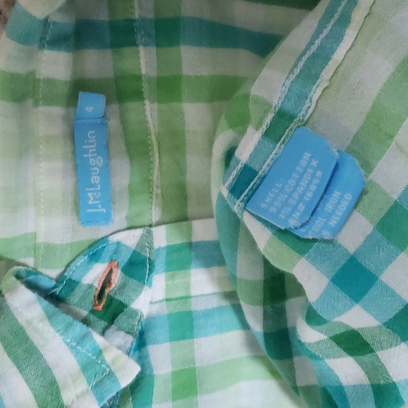J. McLaughlin Spring plaid lightweight cotton button down shirt size 4 - Picture 4 of 4